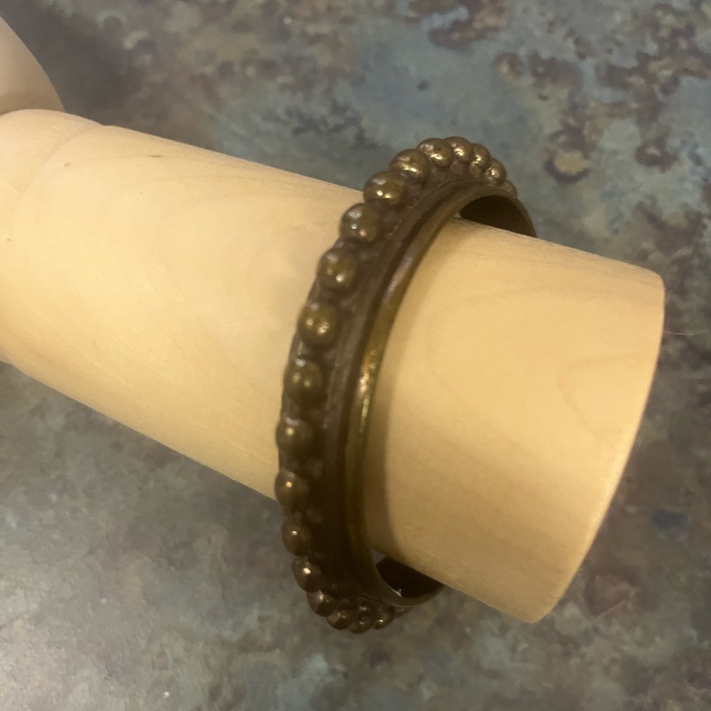 Vintage Solid Beaded Brass Bangle Bracelet